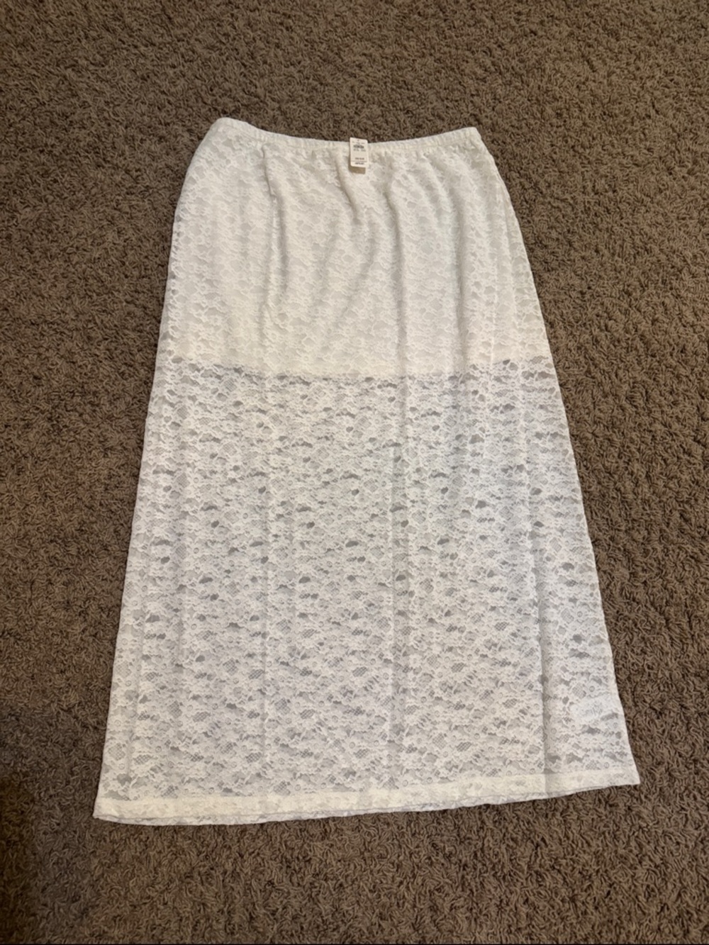 aerie White Lace Maxi Skirt with Sheer Lower Panel